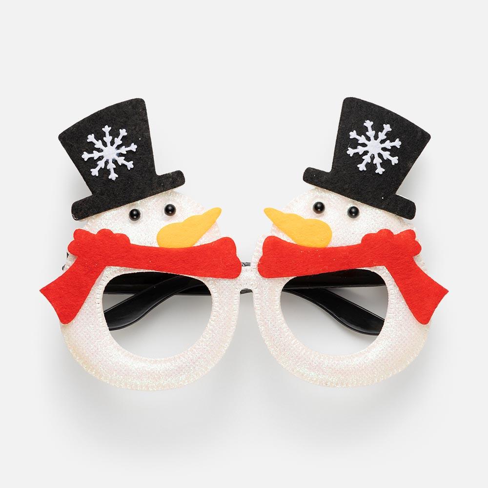Очки маскарадные Феникс-Презент Снеговики в шарфиках с декором, полипропилен, 1 шт.