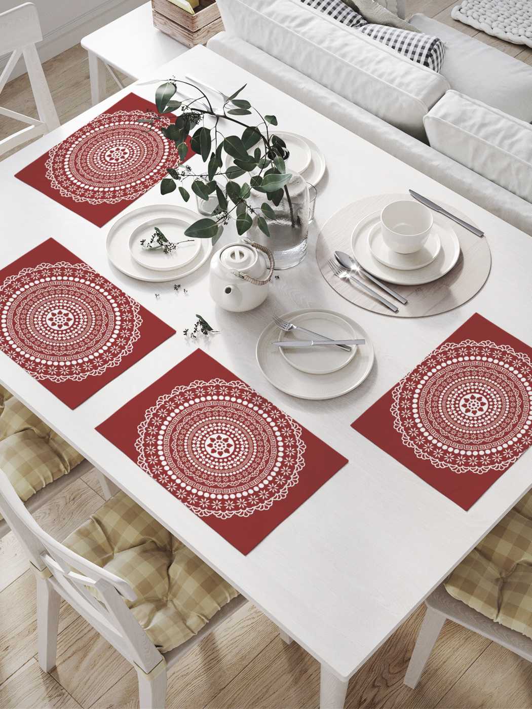 

Комплект салфеток JoyArty "Кружевная салфетка" для сервировки стола (32х46 см, 4 шт.), Голубой