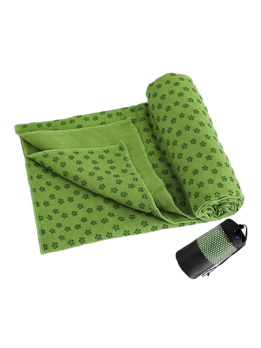 фото Коврик-полотенце для йоги rekoy из микрофибры нескользящее 183 х 63 см, зеленое