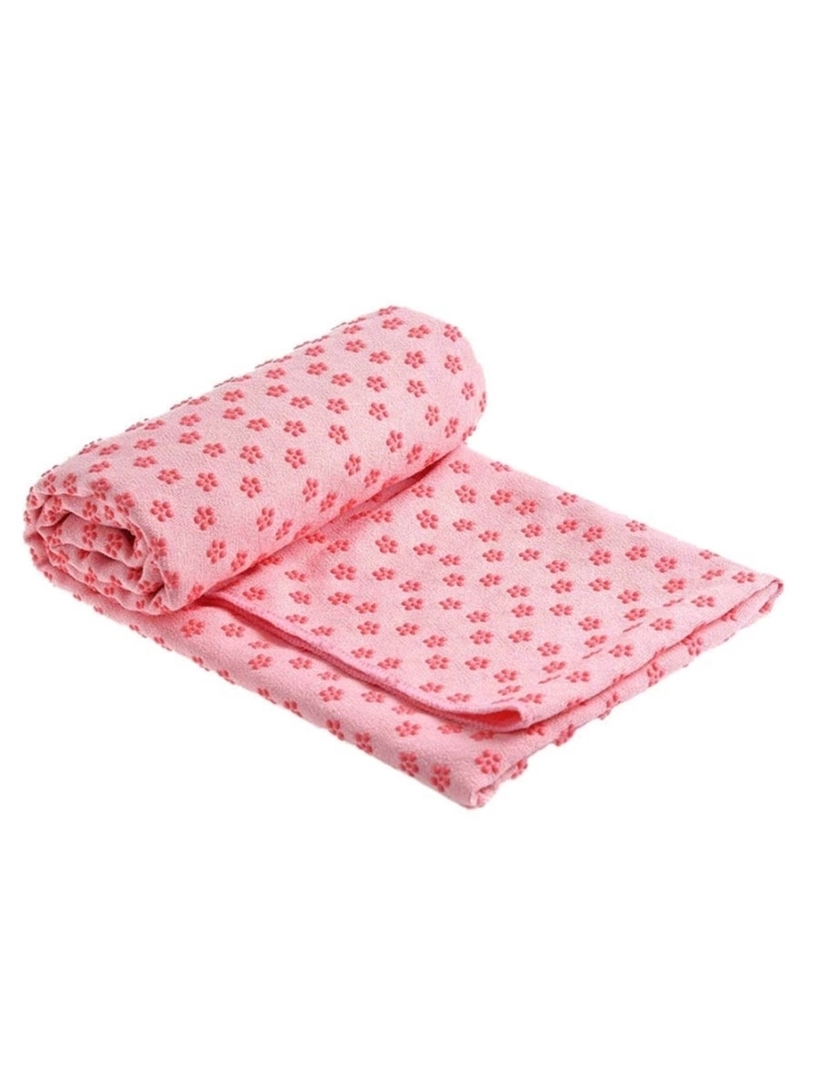 Коврик-полотенце для йоги Rekoy из микрофибры нескользящее 183 х 63 см, розовое