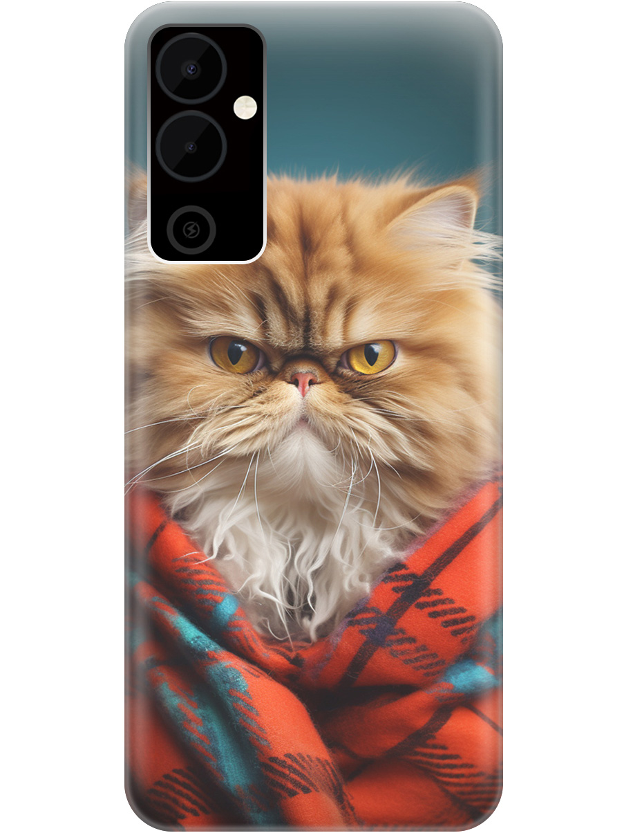 

Силиконовый чехол на Tecno Pova Neo 2 с рисунком "Недовольный котик", Красный;синий, 20001476