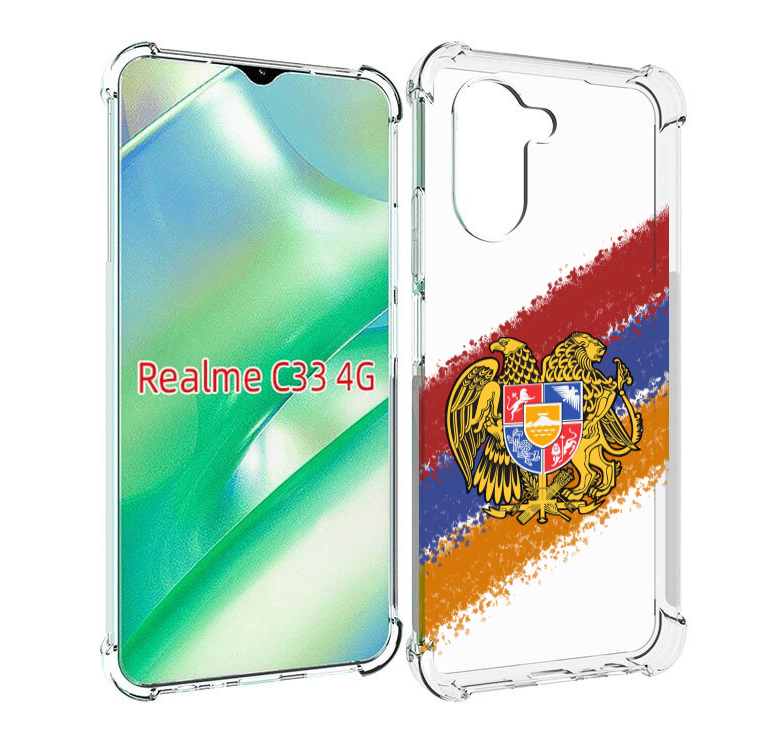 

Чехол MyPads флаг герб Армении для Realme C33 4G, Прозрачный, Tocco