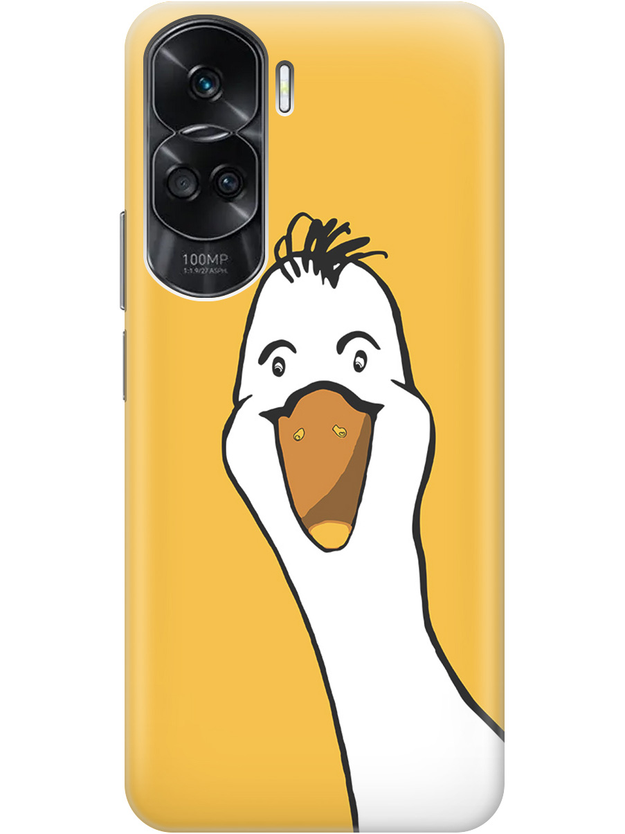 

Силиконовый чехол на Honor 90 Lite с рисунком "Забавный гусь", Белый;желтый, 20001432