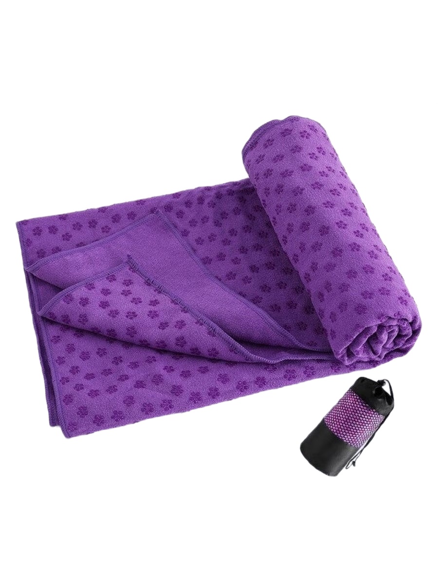 фото Коврик-полотенце для йоги rekoy из микрофибры нескользящее 183 х 63 см, фиолетовое