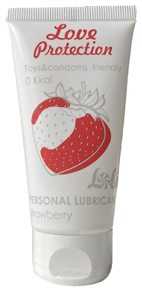 Купить Лубрикант на водной основе с ароматом клубники Love Protection Strawberry - 50 мл. Lola toys