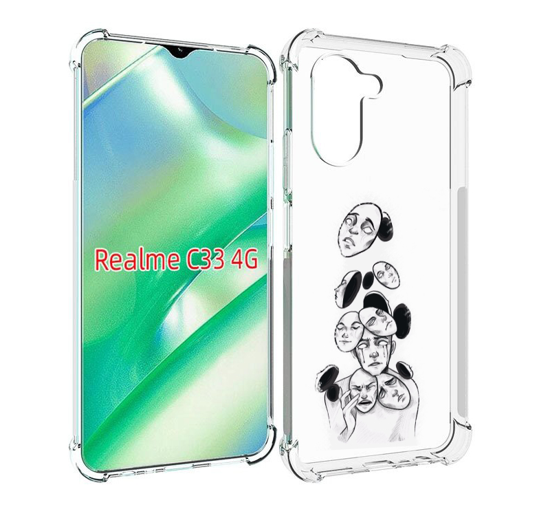 

Чехол MyPads человек с разными масками для Realme C33 4G, Прозрачный, Tocco