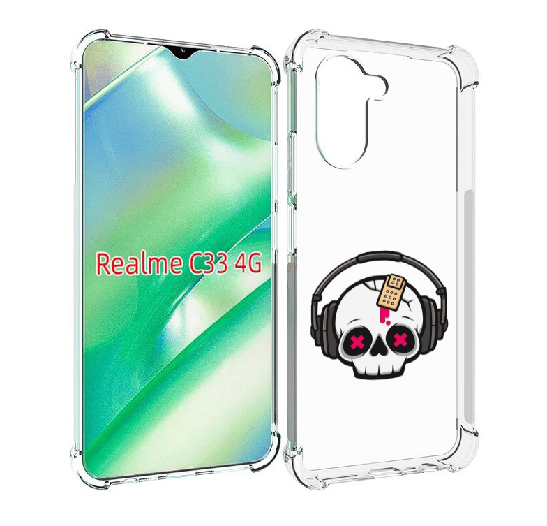 

Чехол MyPads черепок в наушниках для Realme C33 4G, Прозрачный, Tocco