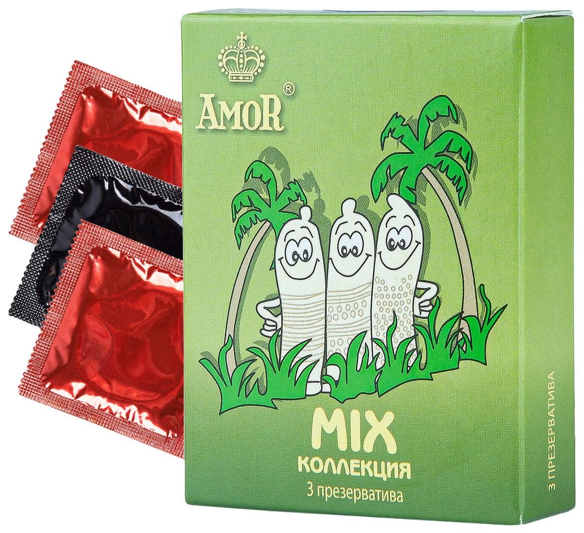 Купить Микс-набор презервативов AMOR Mix Яркая линия - 3 шт. AMOR, Микс-набор презервативов AMOR Mix Яркая линия 3 шт.