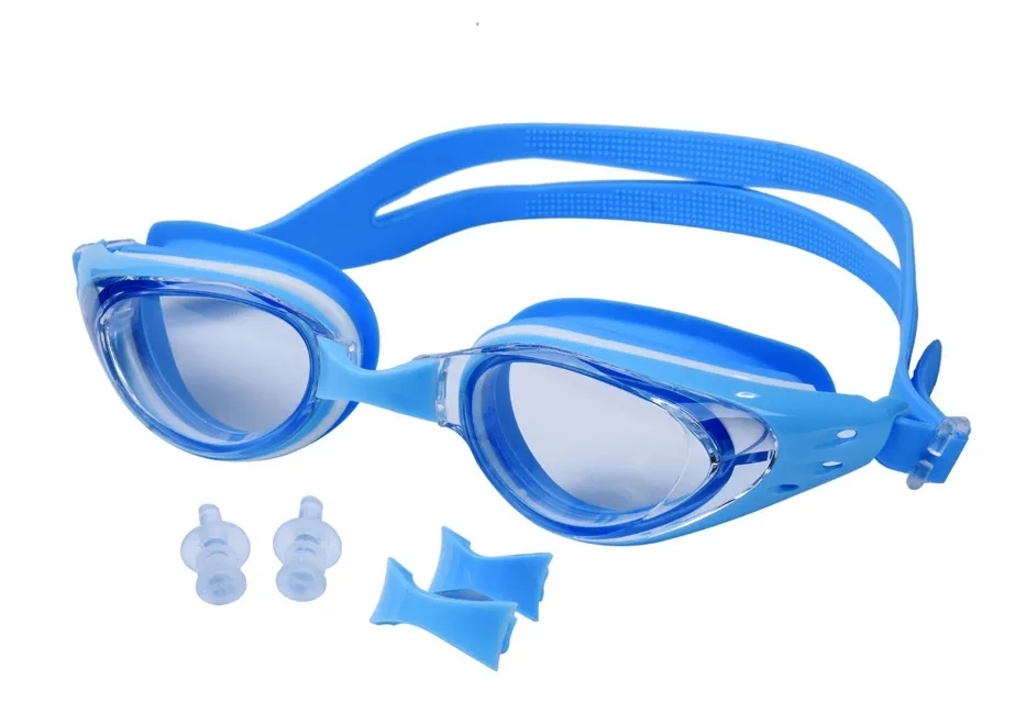 Очки для плавания взрослые (+ беруши, кейсы) Сине-Голубые