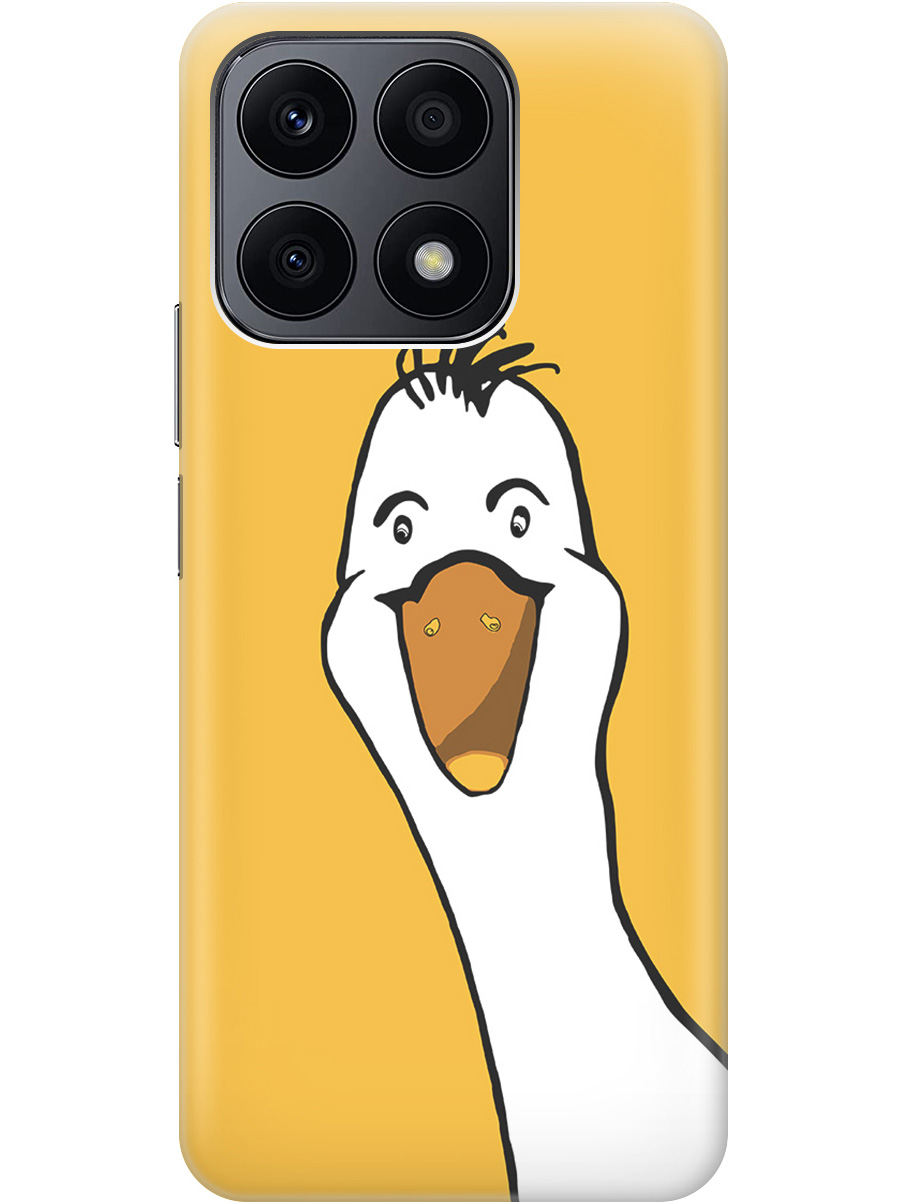 

Силиконовый чехол на Honor X8a с рисунком "Забавный гусь", Белый;желтый, 20001159