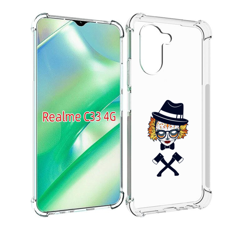 

Чехол MyPads девушка в маске с топорами рисунок для Realme C33 4G, Прозрачный, Tocco