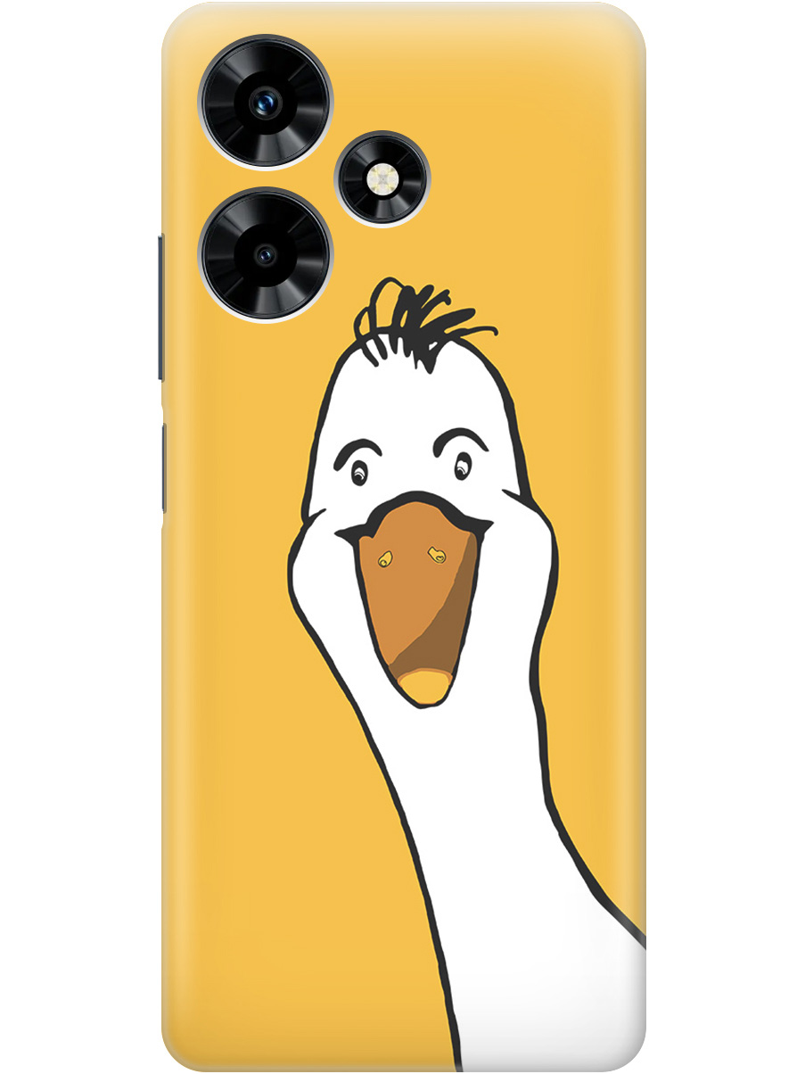 

Силиконовый чехол на Infinix Hot 30 с рисунком "Забавный гусь", Белый;желтый, 20000049