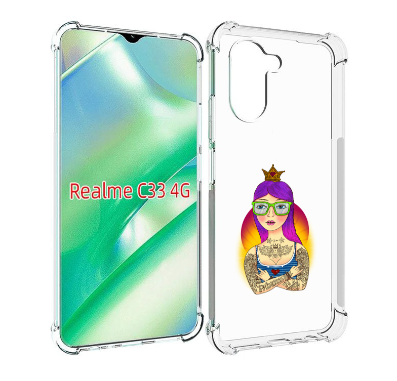 

Чехол MyPads девушка в татуировках с короной для Realme C33 4G, Прозрачный, Tocco