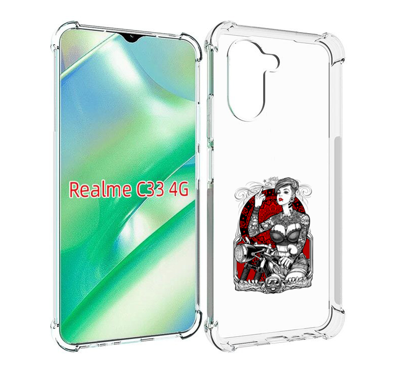 фото Чехол mypads девушка на мотоцикле для realme c33 4g