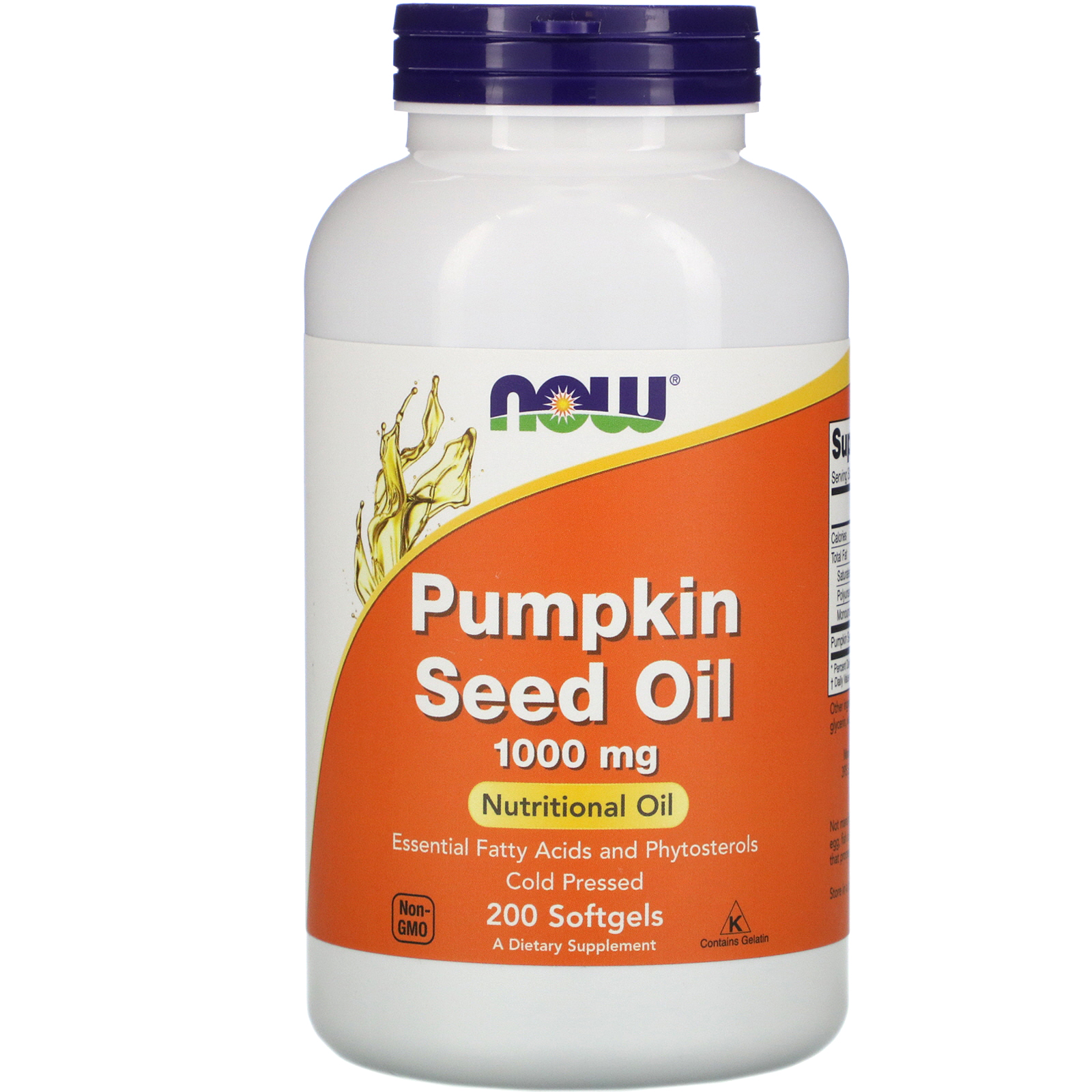 

Pumpkin Seed Oil NOW 1000 мг капсулы 200 шт., Pumpkin Seed Oil