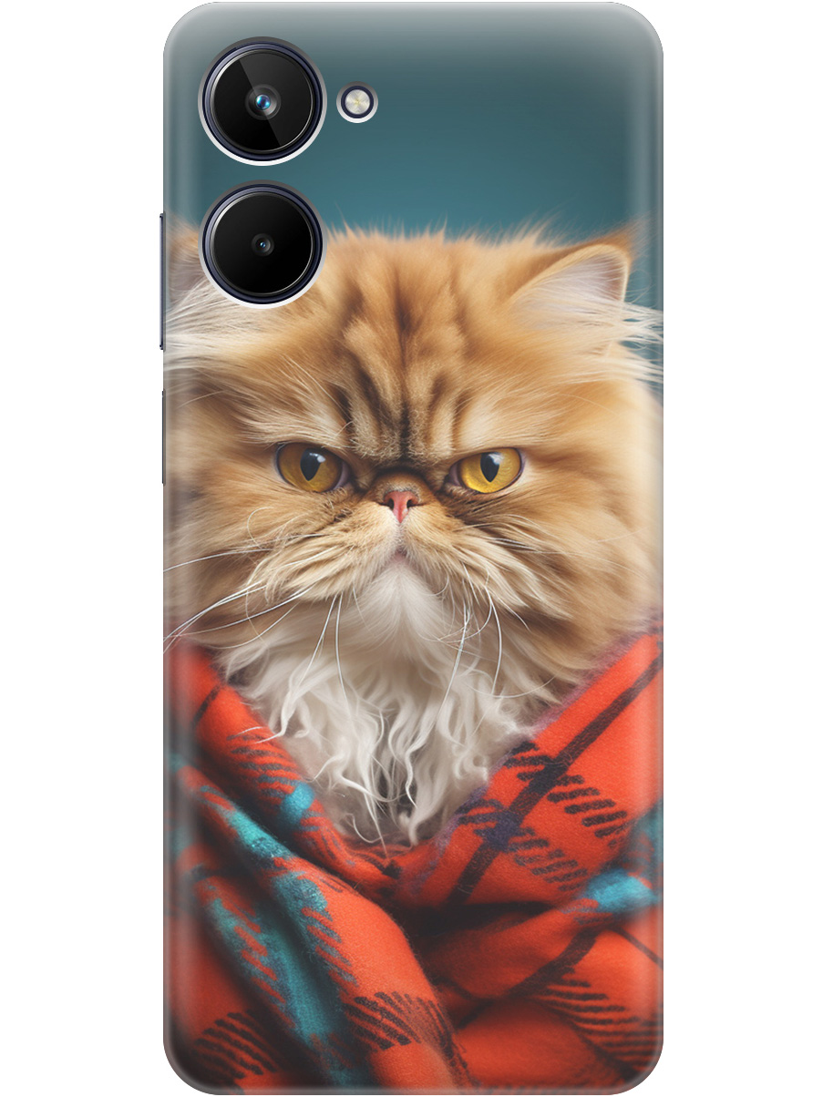 

Силиконовый чехол на Realme 10 4G с рисунком "Недовольный котик", Красный;синий, 20000774
