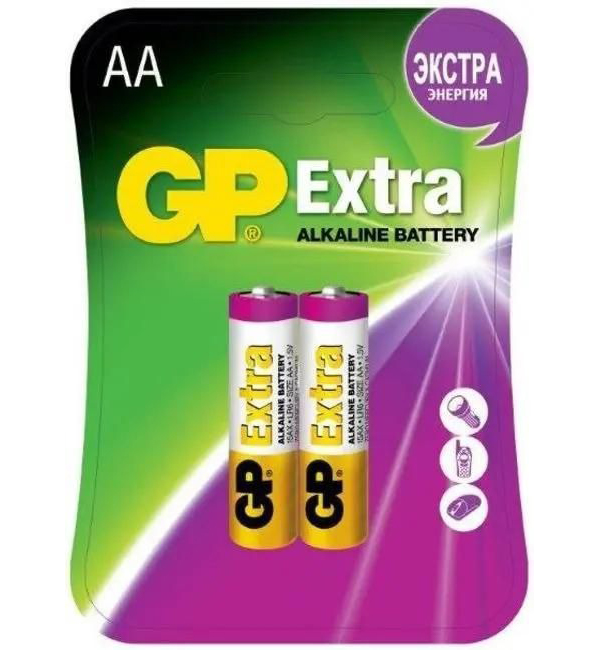 

AA Батарейка GP Extra Alkaline 15AX LR6, 2 шт.