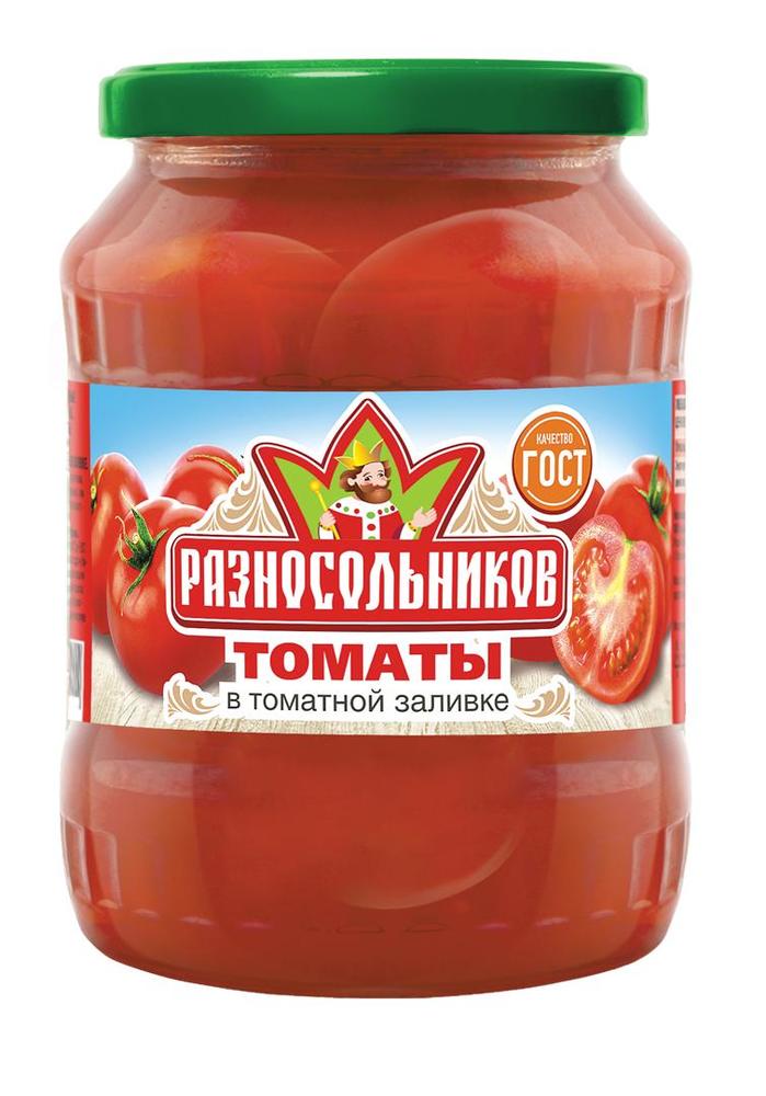 

Томаты в томатной заливке неочищенные ТМ Разносольников 670гр