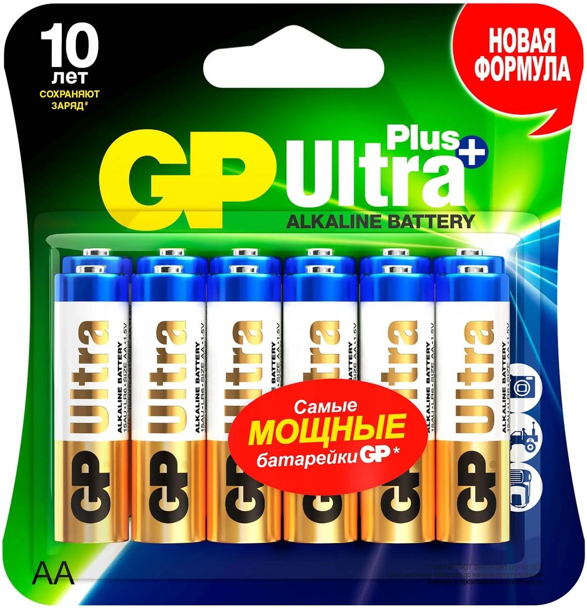 

AA Батарейка GP Ultra Plus Alkaline GP 15AUP-2CR12, 12 шт.