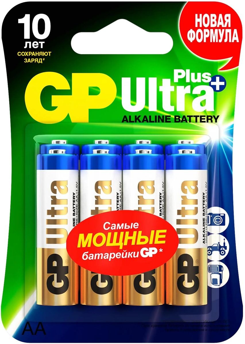 

AA Батарейка GP Ultra Plus Alkaline GP 15AUP-2CR8, 8 шт.