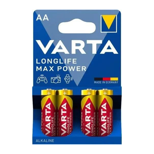 AA Батарейка VARTA LongLife Max Power LR6 Alkaline,  4 шт.