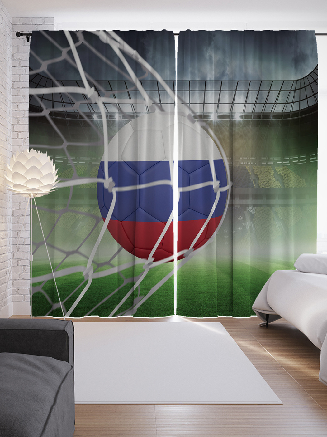 

Шторы JoyArty с фотопечатью "Эффектный гол" из сатена, 290х265 см, Эффектный гол