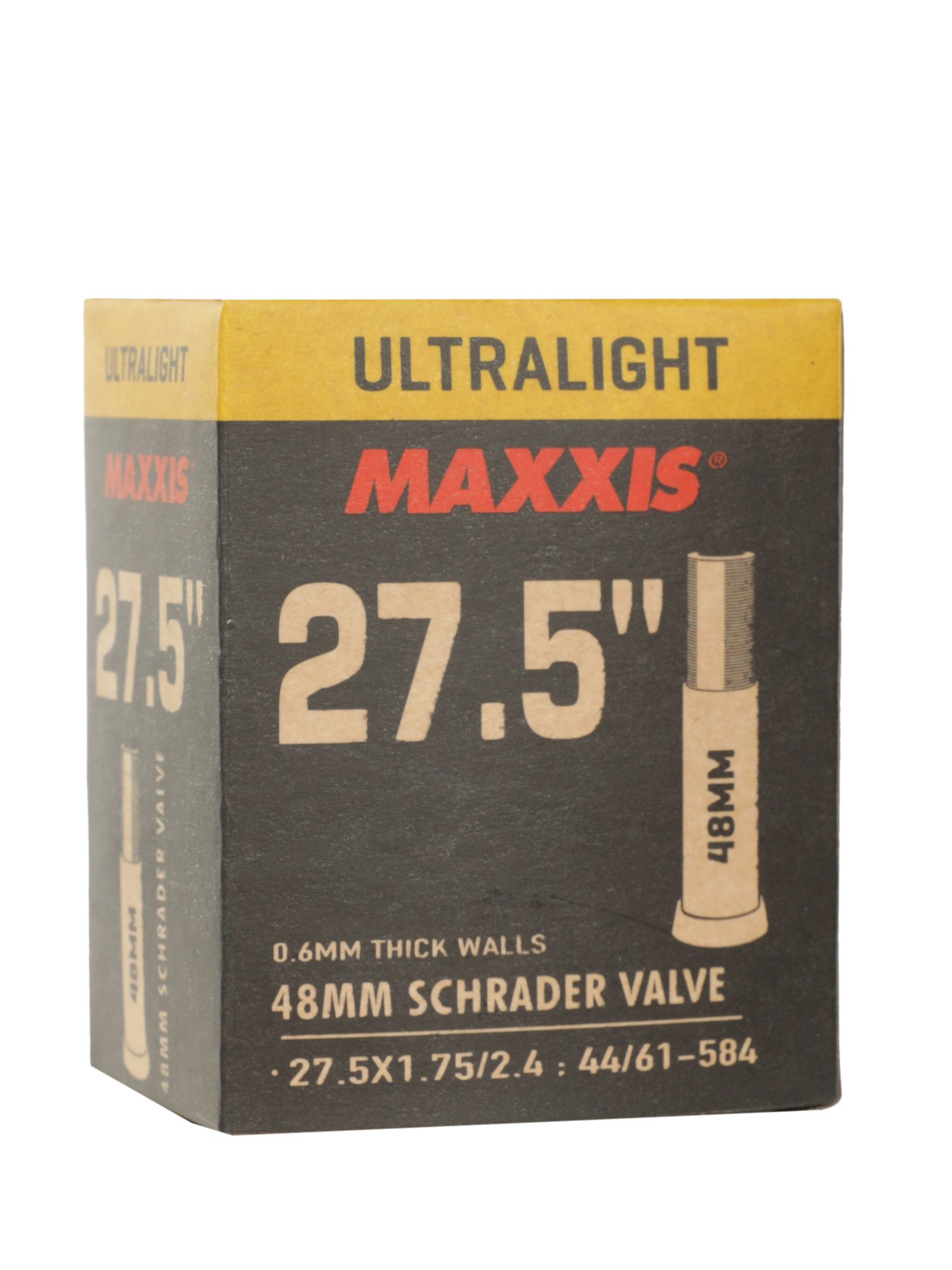 

Велокамера Maxxis Ultralight 27.5X1.75/2.4 44/61-584 0.6Mm Автониппель 48 Мм (Б/Р) 2024, Черный, Ultralight