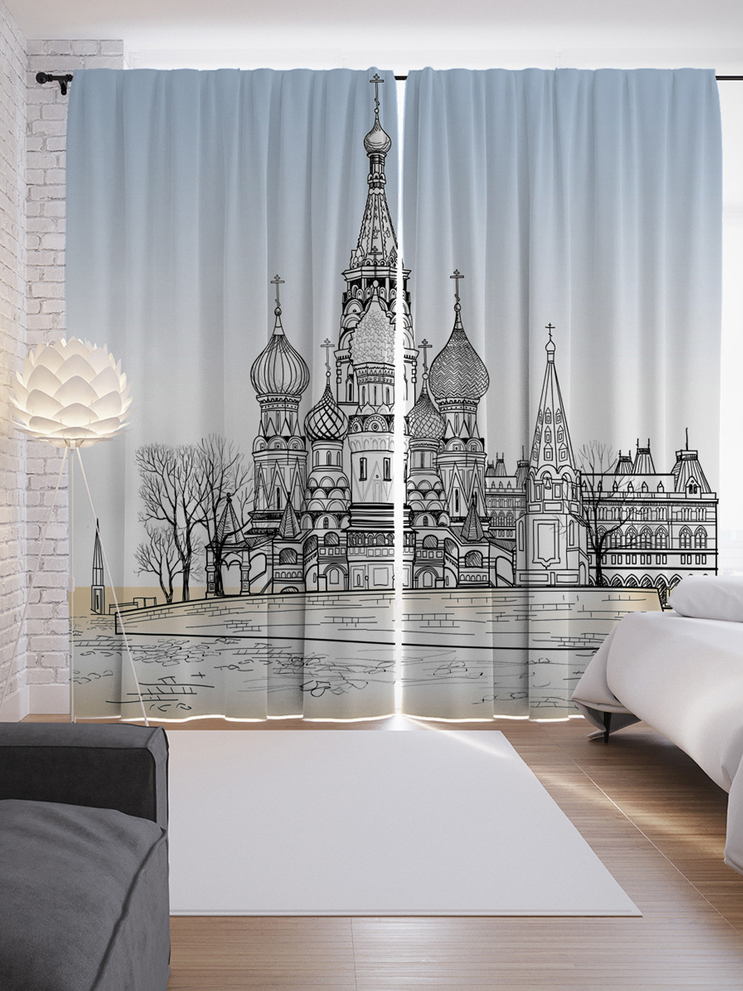 

Шторы JoyArty с фотопечатью "Московский собор" из сатена, 290х265 см, Московский собор