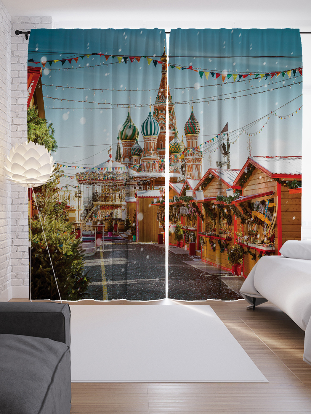 

Шторы JoyArty с фотопечатью "Направление к собору" из сатена, 290х265 см, Направление к собору