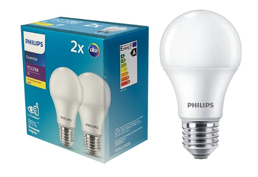 

Лампочка светодиодная PHILIPS Экопак ESSLEDBulb 11W E27 3000K 2шт/уп, упак. 1шт, Экопак ESSLEDBulb 11W E27 3000K 2шт/уп