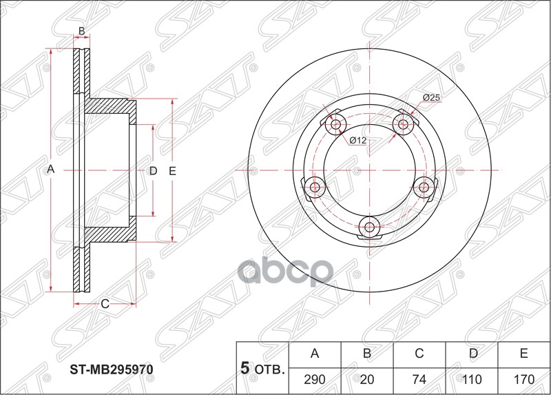 Диск Тормозной Перед Mitsubishi Canter Fe331/Fe435 Sat арт. ST-MB295970