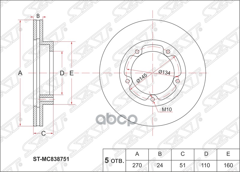 

Диск Тормозной Перед Mitsubishi Canter Fe507/527/538/Fe505 Sat арт. ST-MC838751