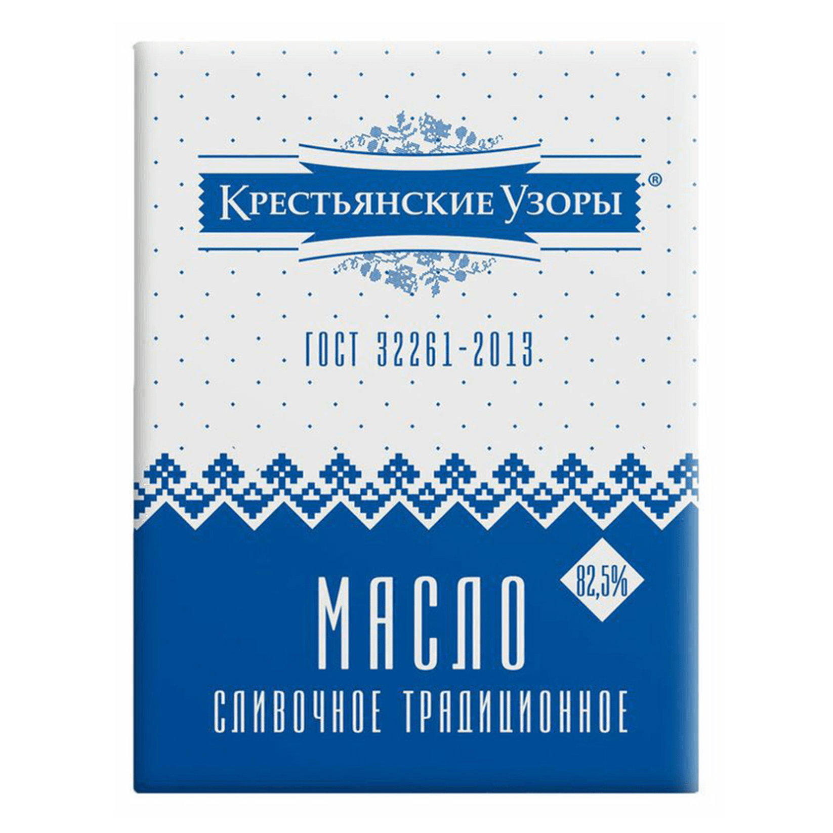 фото Сладкосливочное масло крестьянские узоры несоленое 82,5% 180 г