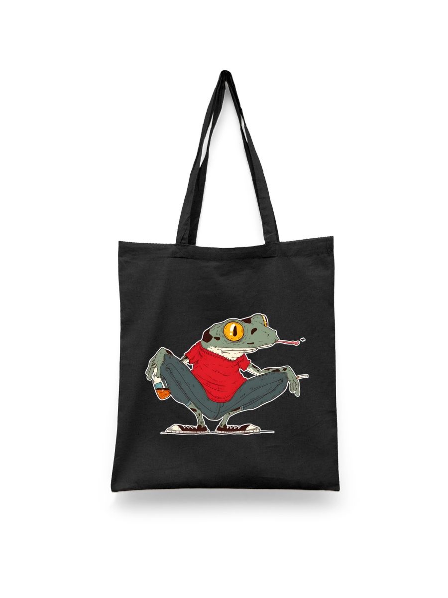 

Шоппер унисекс Каждому Своё Лягушка/Жаба/Frog JJLG25, черный, Лягушка/Жаба/Frog JJLG25