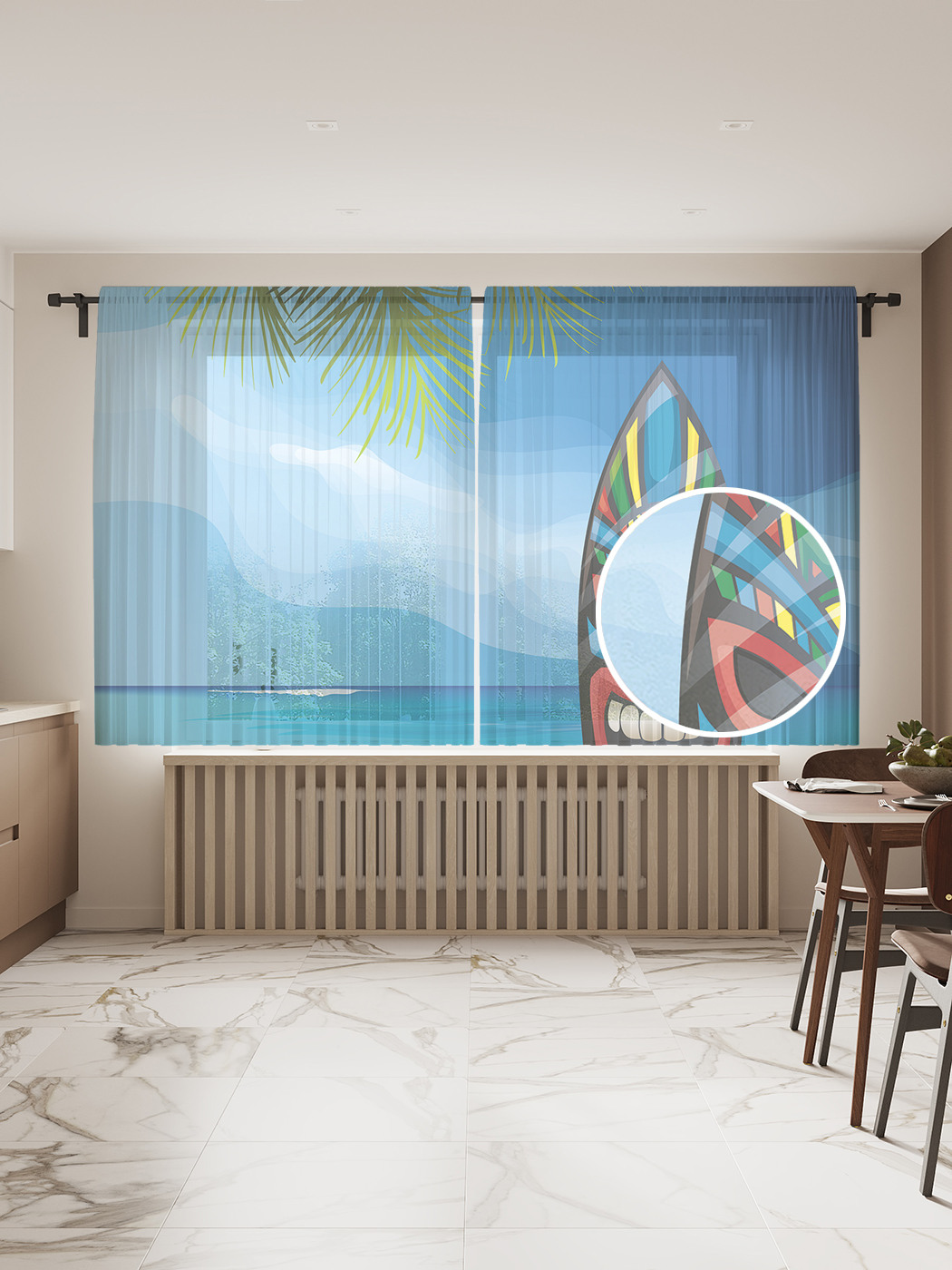 

Фототюль JoyArty "Серф на пляже Гавайи", 145x180см (2 полотна с лентой + 50 крючков), Серф на пляже Гавайи