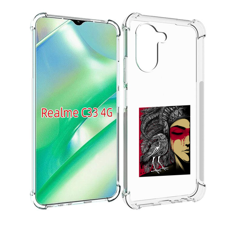 

Чехол MyPads девушка с вороном в абстракции для Realme C33 4G, Прозрачный, Tocco