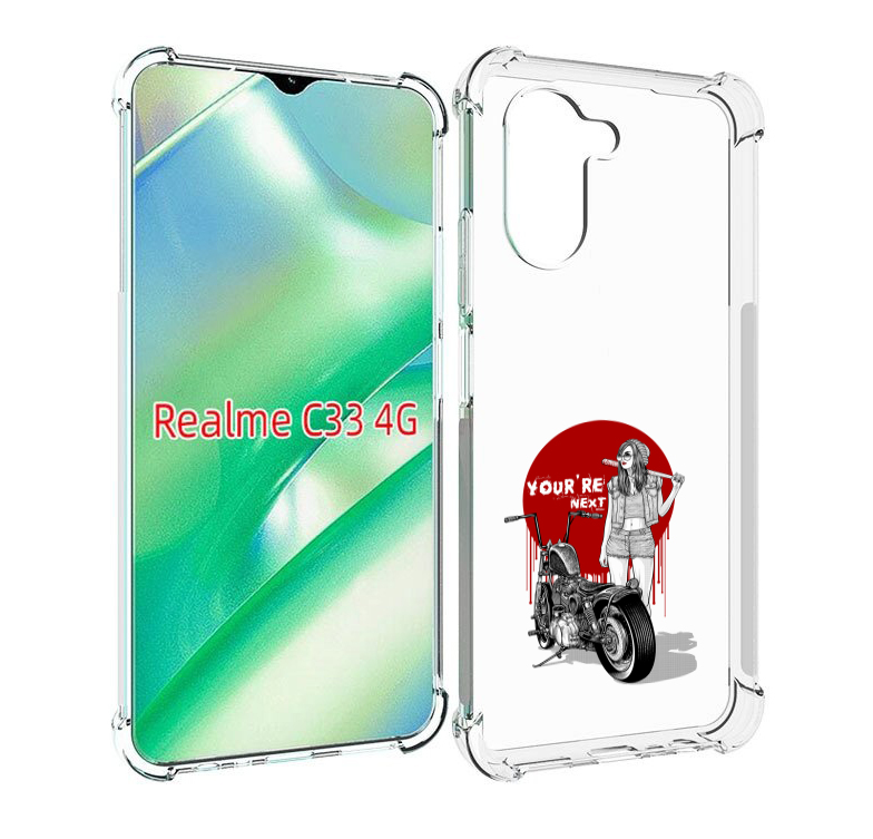 фото Чехол mypads девушка с мотоциклом для realme c33 4g