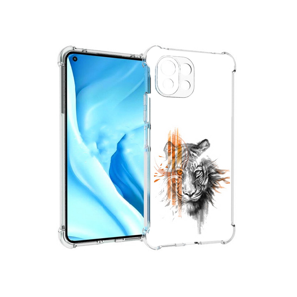 

Чехол MyPads Tocco для Xiaomi Mi 11 Lite огненный тигр (PT159462.256.526), Прозрачный, Tocco