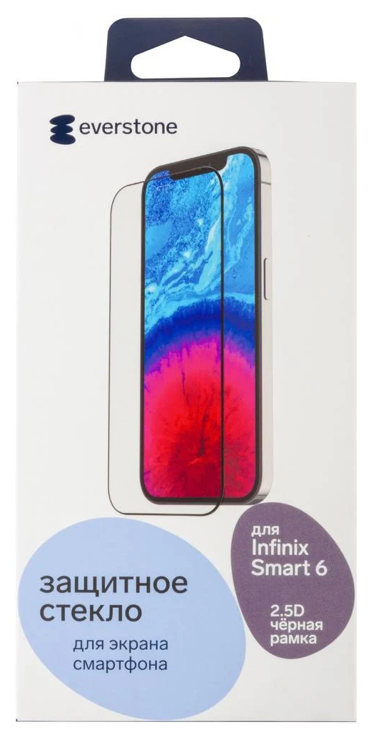 

Защитное стекло Everstone 2.5D FG для Infinix Smart 6 черная рамка
