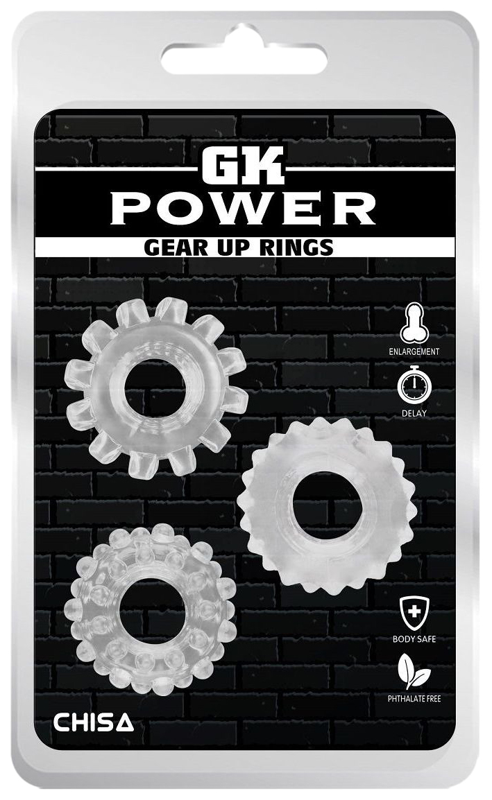 фото Набор из 3 прозрачных эрекционных колец gear up rings chisa novelties