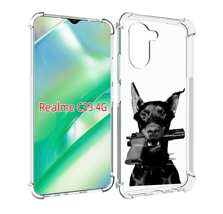 

Чехол MyPads доберман с пистолетом для Realme C33 4G, Прозрачный, Tocco