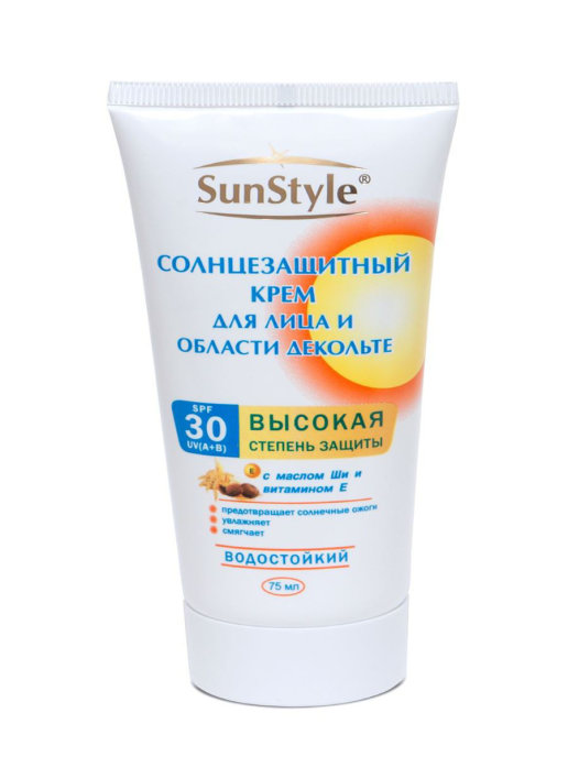 

Крем SunStyle для лица и области декольте солнцезащитный SPF-30 водостойкий 75 мл