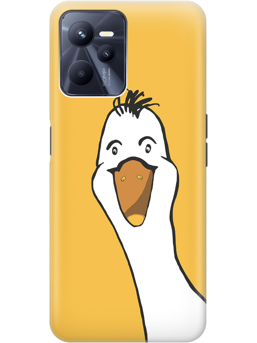 

Силиконовый чехол на Realme C35 с рисунком "Забавный гусь", Белый;желтый, 20000648