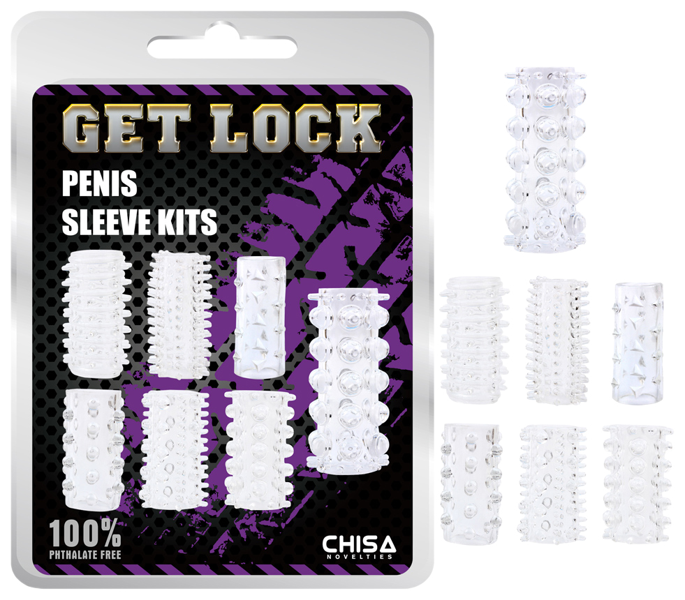 Набор из 7 прозрачных насадок на пенис Get Lock