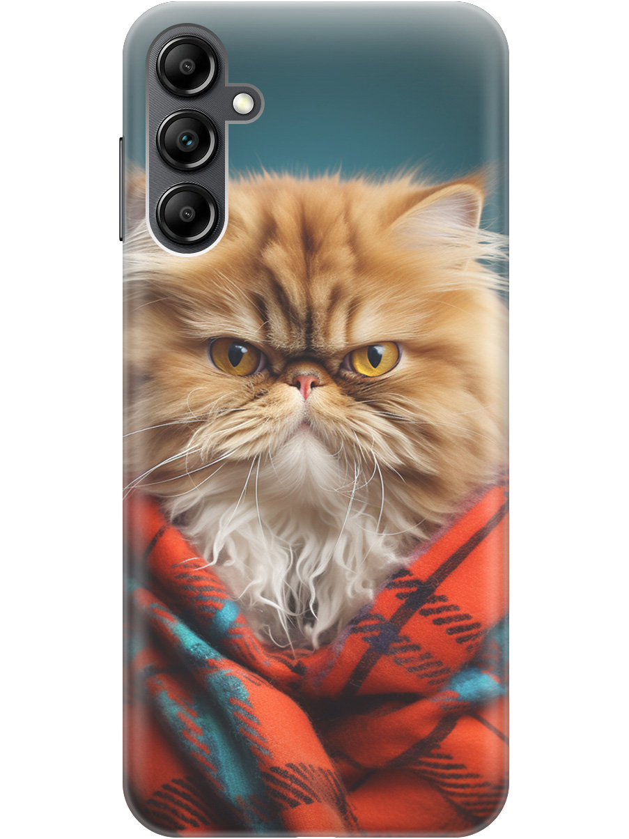 

Силиконовый чехол на Samsung Galaxy A14 с рисунком "Недовольный котик", Красный;синий, 20001144