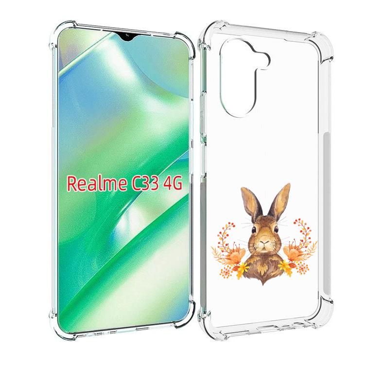 

Чехол MyPads зайка в цветах для Realme C33 4G, Прозрачный, Tocco