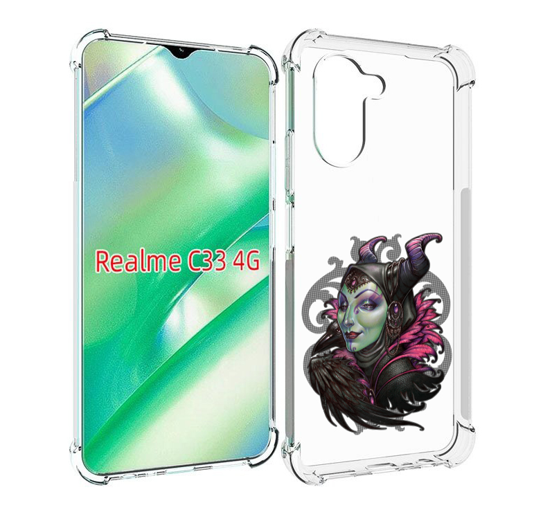 

Чехол MyPads зеленая девушка с вороном для Realme C33 4G, Прозрачный, Tocco
