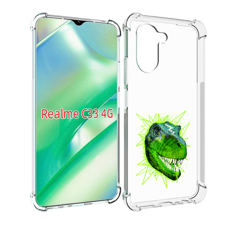 

Чехол MyPads зеленый динозавр для Realme C33 4G, Прозрачный, Tocco
