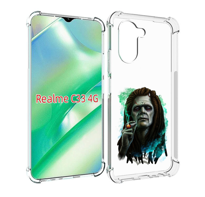 

Чехол MyPads зеленый мужчина с сигаретой для Realme C33 4G, Прозрачный, Tocco