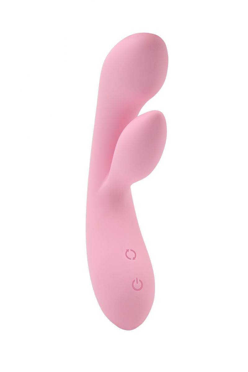 Нежно-розовый вибратор Dual Fulfill Bunny с клиторальным стимулятором 20,5 см